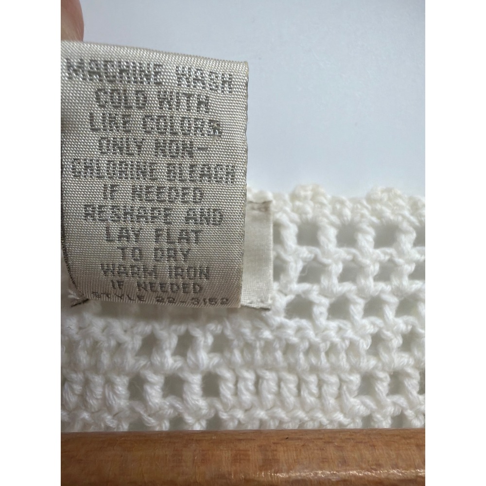 J. Jill Crochet Knit Cardigan Top XL Off White Ivory Short Sleeve Button Front - Picture 6 of 7